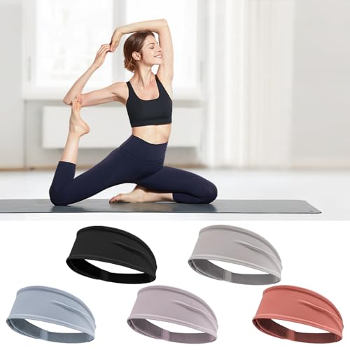 QIkunbinxx QIkunbinxx Sport Headbands for Women Men Sweat Headbands Elastic Wide Headbands Workout Yoga Sports Sweatbands Cooling Headbands