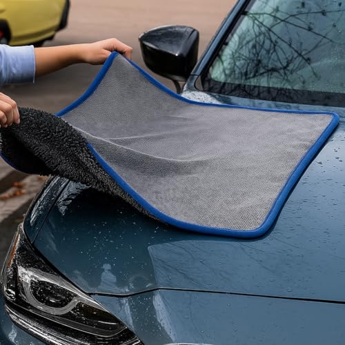 Sun&Stars 洗車タオル マイクロファイバークロス 厚手 ツイストパイル 超吸水 速乾 柔らかい 傷防止 拭き上げ 掃除用 2枚セット(60×100cm×2枚)