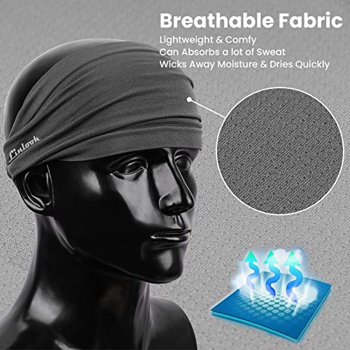 スポーツヘッドバンド - 幅 14 cm の額汗止めバンド男女兼用 - スポーツ、フィットネス、ジョギング、ランニング、サイクリング、ハイキング、クロスフィット、ヨガ用